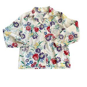 Vintage Semi Sheer All Over Floral Print Blouse USA S